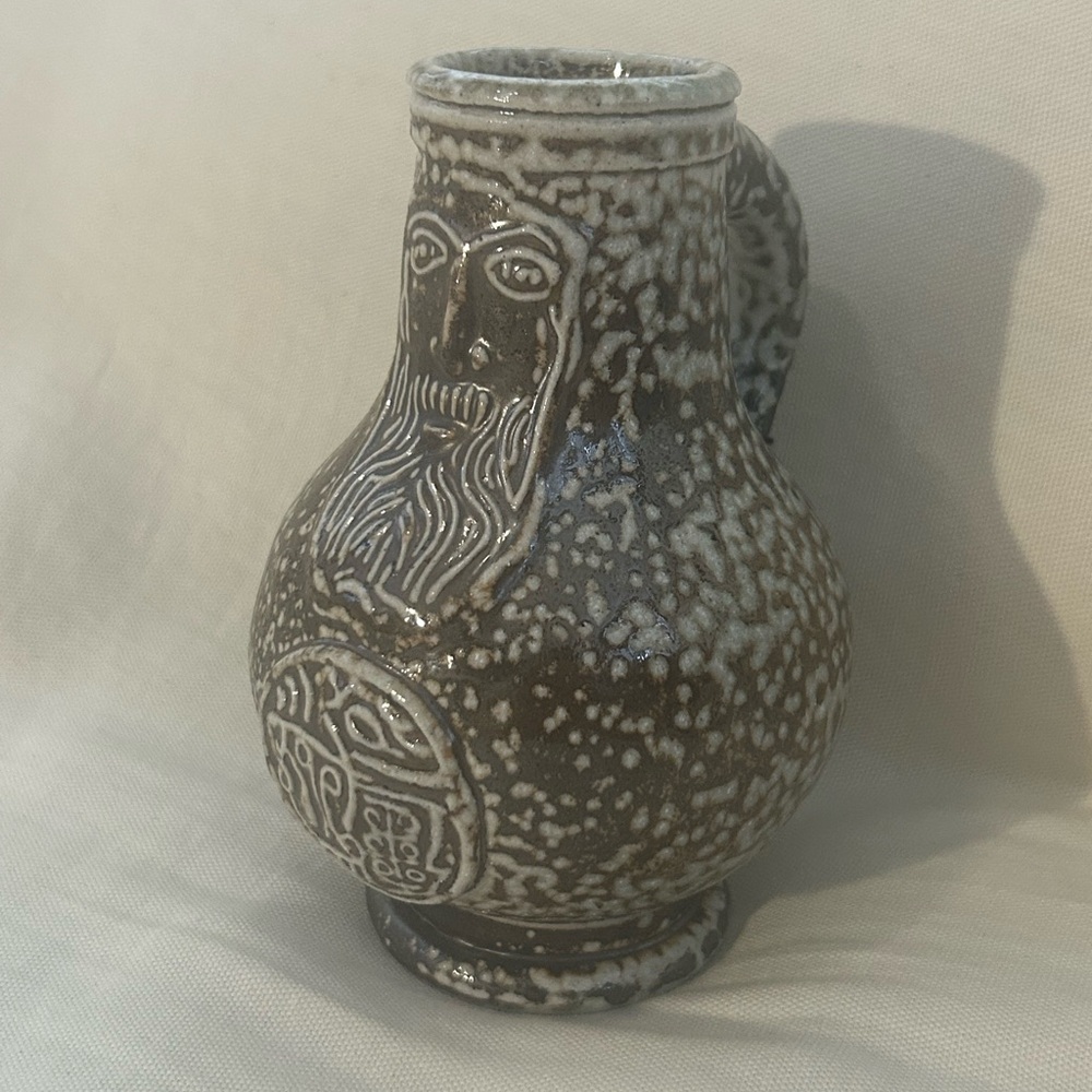 Stoneware Salt-Glaze Bellarmine / Bartmann Jug - Jon Faulkner Pottery Bermuda 6”